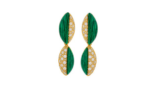 lab Diamonds and Malachite earring