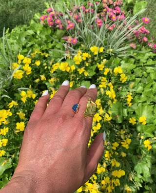 lab-created Lemon quartz and Swiss blue topaz ring