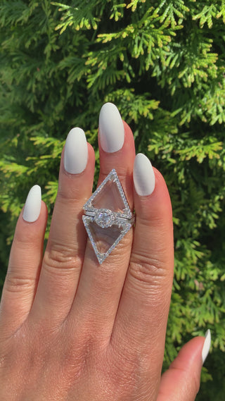 Rock crystal and lab diamond stackable rings